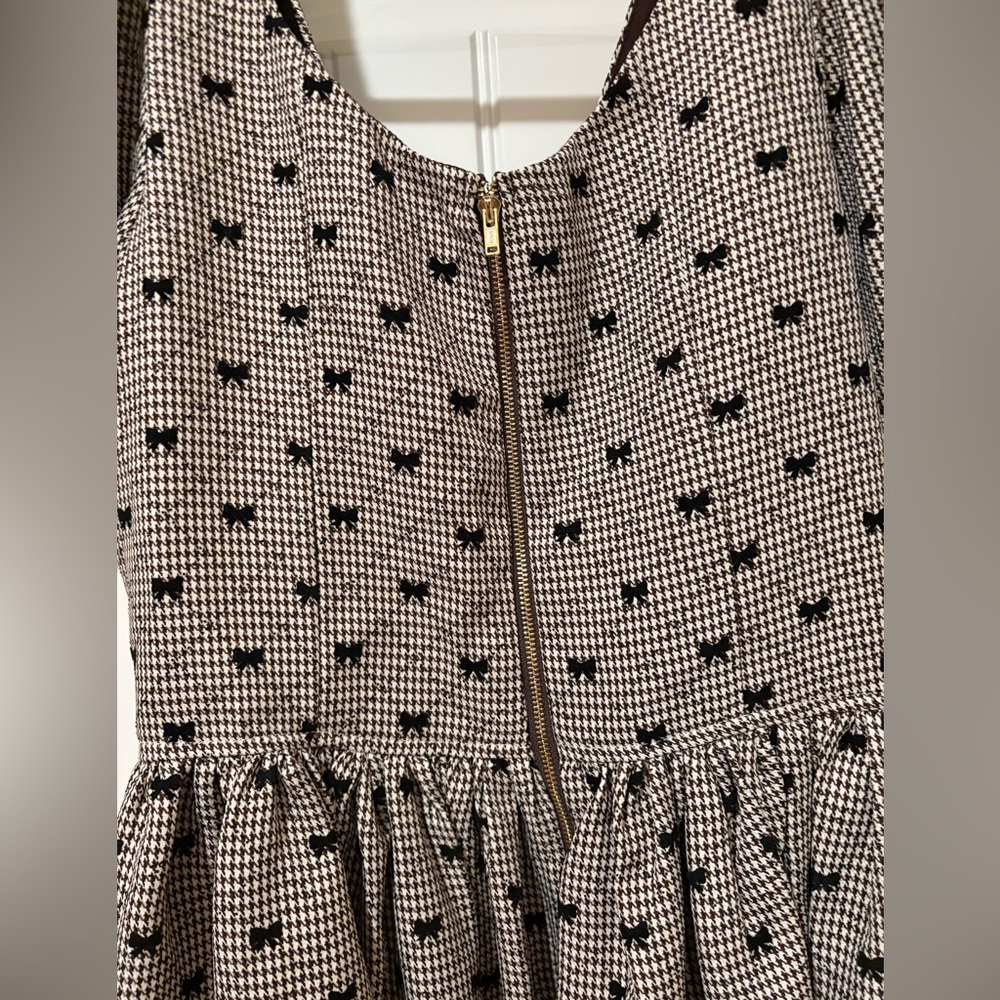Sofie the Label Bows of Enchantment Mini Dress Puff Sleeve Brown Small NWT - Picture 10 of 16